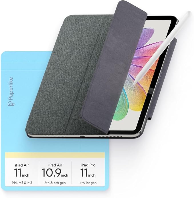 Paperlike® Folio Case for iPad Air 13 (M4M3M2) &amp iPad Pro 12.9 | Slim Magnetic Cover real Textile Surface Supports Apple Pencil Charging &amp Auto Sleep/Wake