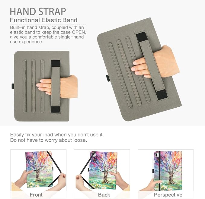 for iPad Air 13 inch Case (M4/M3/M2) iPad Pro 12.9 inch Case Hummingbird | Premium Leather Business Folio Case with Pencil Holder Multi-Angle View Adjustable Stand Pocket/Hand Strap/Auto Wake Sleep