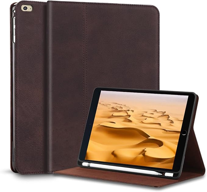Gexmil Case for iPad mini 7.9 Inch5th/4th Generation(2019/2015) Genuine Leather Cover with Pencil HolderCowhide Folio Cover Auto Sleep/WakeAnti-FingerprintBuffalo Pattern