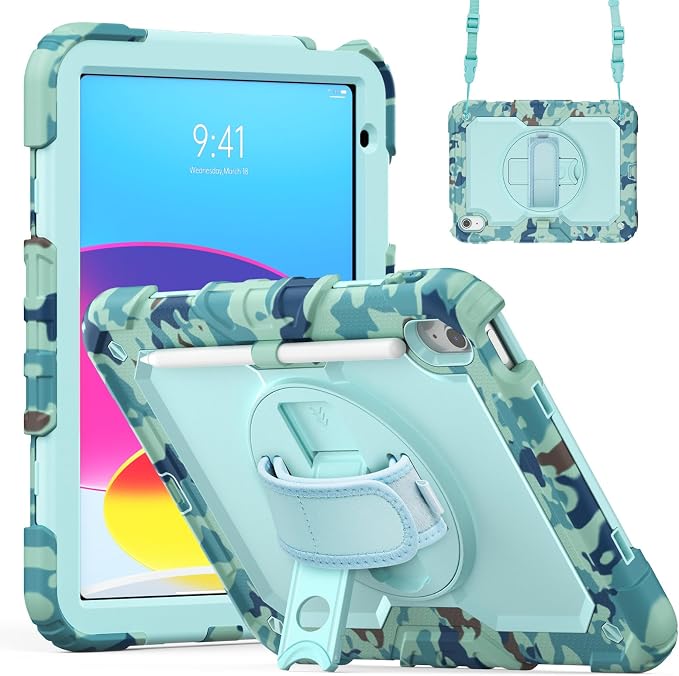 Dteck for Apple iPad 11 inch (A16 11th Gen) iPad 10.9 inch (10th Gen) Slim Clear Case with Kickstand Pencil Holder Reinforced Shockproof Corners Soft TPU Lightweight Protective Cover Transparent