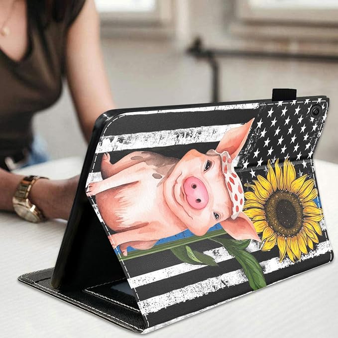 Case for Amazon Kindle Fire HD 10 Tablet 10.1 (9th/7th Generation 2019/2017 Release) Slim Folding Stand Folio Cover with Card Slot &amp Auto Wake/Sleep - African American Girl