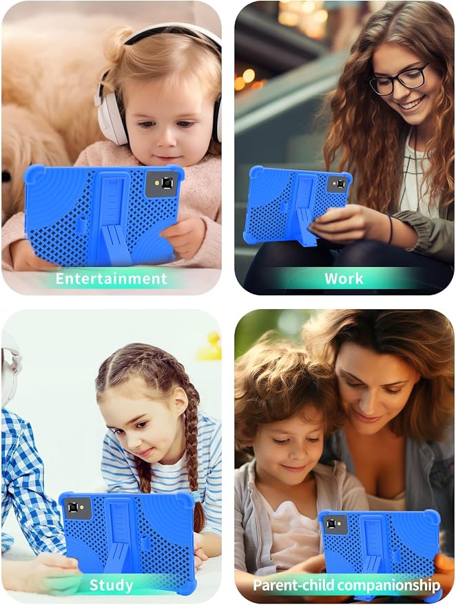 Case for YLEEBG TAB10 10 inch Android 14 TabletsWUNIAK Hollow Back DesignHeat Dissipation Shockproof Lightweight Adjustable Kickstand Silicone Shell&ampKids Friendly Soft CaseBlack