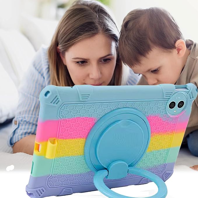 Tablet Case for Teclast P50 11 inch Soft Anti-Stress Silicone Case with 360° Rotate Stand/Pencil Holder/Shoulder Strap/Pen for Teclast P50 (Colorful Blue)