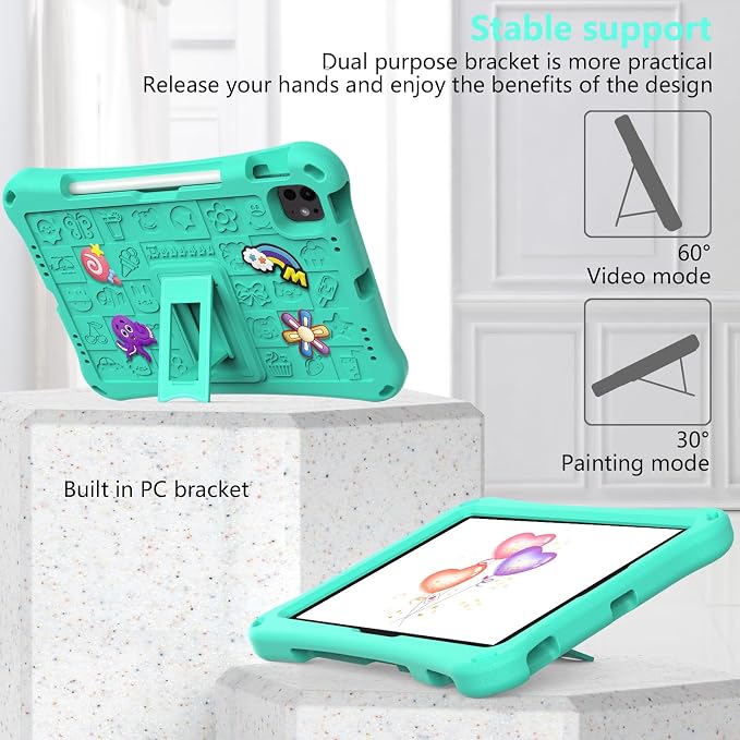 Case for iPad 10.2 Inch 2021/2020/2019/ iPad Pro 10.5 Inch/Air 3rd Gen (2019) Shoulder Strap Kickstand Children Friendly Anti-Scratch Shockproof Case Lightpurple