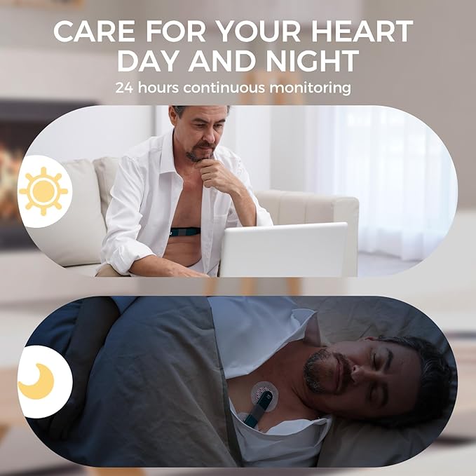 Livenpace 1-Lead Heart Health Monitor at Home, Portable 24 Hours Chest Lead Device with Free AI Analysis & PC Report, Rechargeable Recorder, HHM1