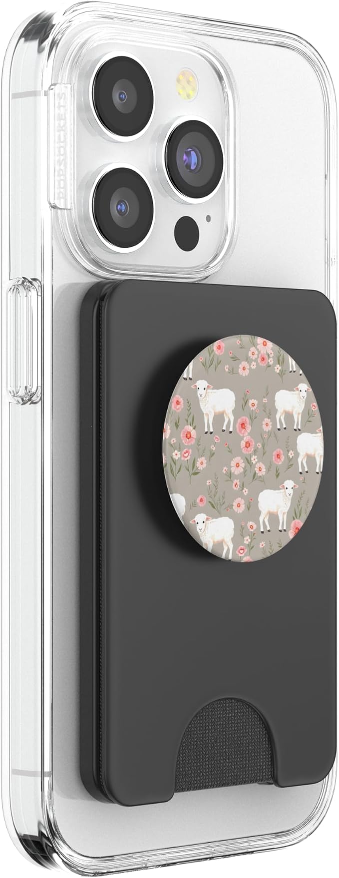 Cute Lamb Floral Meadow Spring Animal Botanical Design PopSockets Adhesive PopGrip