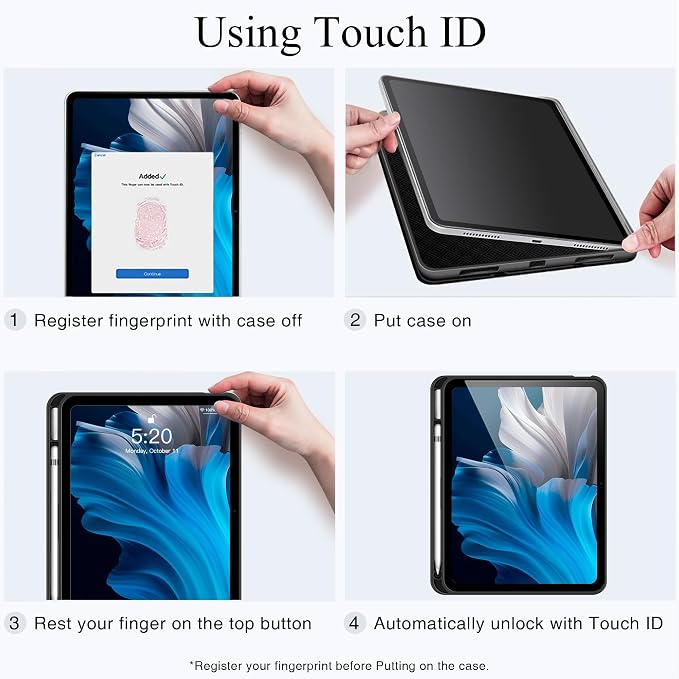 Antbox Case for iPad (A16) 11th (11'')/ 10th Generation (10.9'') Black | High Grade Skin-Touch Vegan Leather Built-in Pencil Holder Auto Sleep/Wake Function
