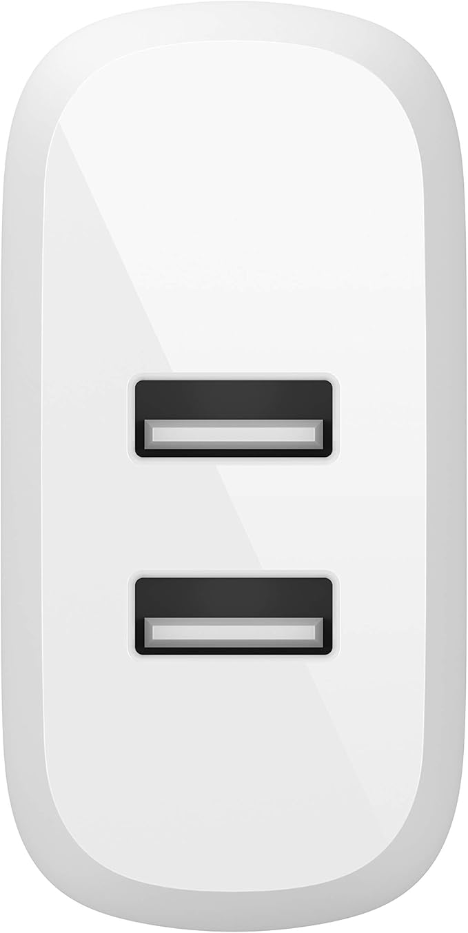 Belkin Dual Port USB Charger Block 24W - Micro USB Cable Included - iPhone Fast Charging – iPhone 17, Air, Pro, Pro Max, iPad, AirPods, Apple Watch, Samsung S25, Google Pixel 10, etc. - White