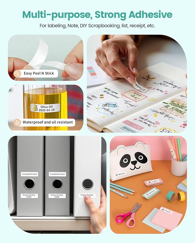 Phomemo D30 D35 Label Maker Tape, Black on Fat Little Dragon, Flower Little Dragon, Obediently Little Dragon Pre-Cut Sticker Thermal Paper Self-Adhesive Label, 14mm x 50mm (0.55 x 1.96 Inch) 3-Roll