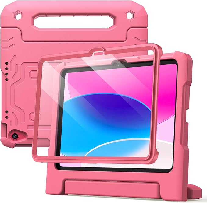 JETech Kids Case for iPad (A16) 11th/10th Gen Black | For 2025/2022 Model Built-in Screen Protector 360 Handle Stand Shockproof Kid-Friendly