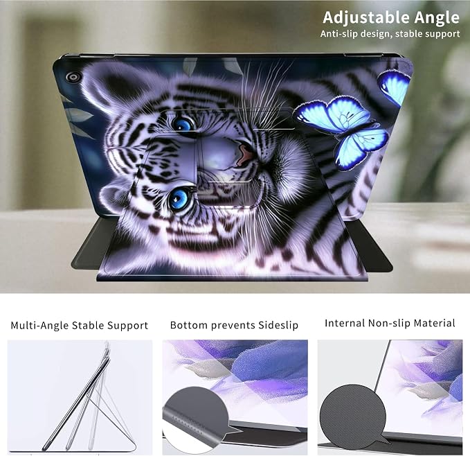 Case for Samsung Galaxy Tab A9 8.7-Inch 2023360 Degree Rotating Multi-Angle Viewing Protective Cover with Auto Sleep/Wake-Blue Butterfly
