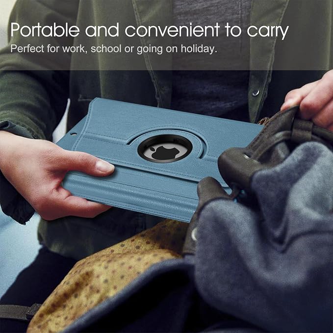 Fintie 360° Rotating Case for iPad 9th / 8th / 7th Generation 10.2 Inch | Swivel Stand Portrait &amp Landscape Viewing Shockproof Cover with Pencil Holder Auto Wake/Sleep Aqua Wave