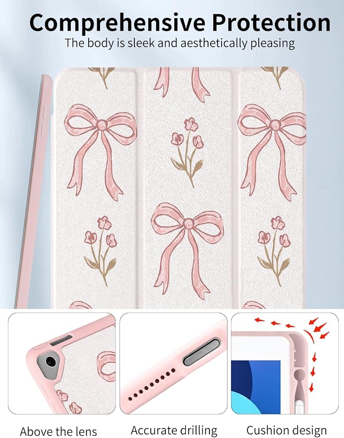 Case for iPad 9th/ 8th/ 7th Generation Case 10.2&amp10.5 Inch (2021/2020/2019 Release) Slim Lightweight Soft Trifold Back Cover with Pencil Holder &amp Auto Sleep/Wake CoverBeige Checkered