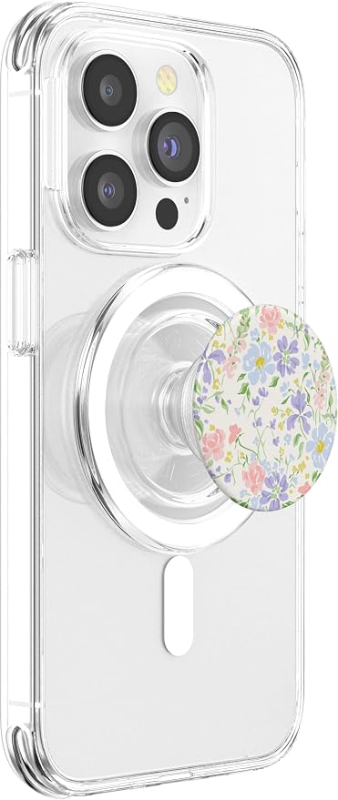 White Pastel Floral Pattern PopSockets Adhesive PopGrip