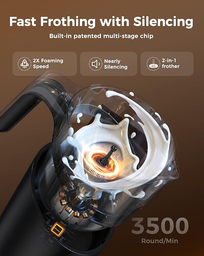 COLDFILL Milk Frother and Steamer, Electric Milk Frother for Coffee, 13.5oz/400mL Large Capacity Automatic Warm and Cold Foam Maker