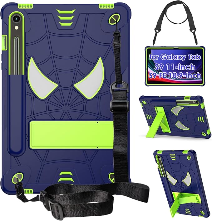 DETUOSI Case for Samsung Galaxy Tab S10 Lite / S10 FE / S9 FE 10.9-Inch with S Pen Holder + Shoulder Strap3-Layer Hybrid Heavy Duty Full-Body Shockproof4-Angle Viewing Protective Cover