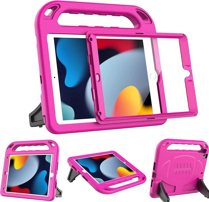 BMOUO Kids Case for iPad 9th/8th/7th Generation (iPad 10.2 Inch 2021/2020/2019) with Built-in Screen Protector Durable Shockproof Handle Stand iPad 9th 8th 7th Generation Case for Kids Black