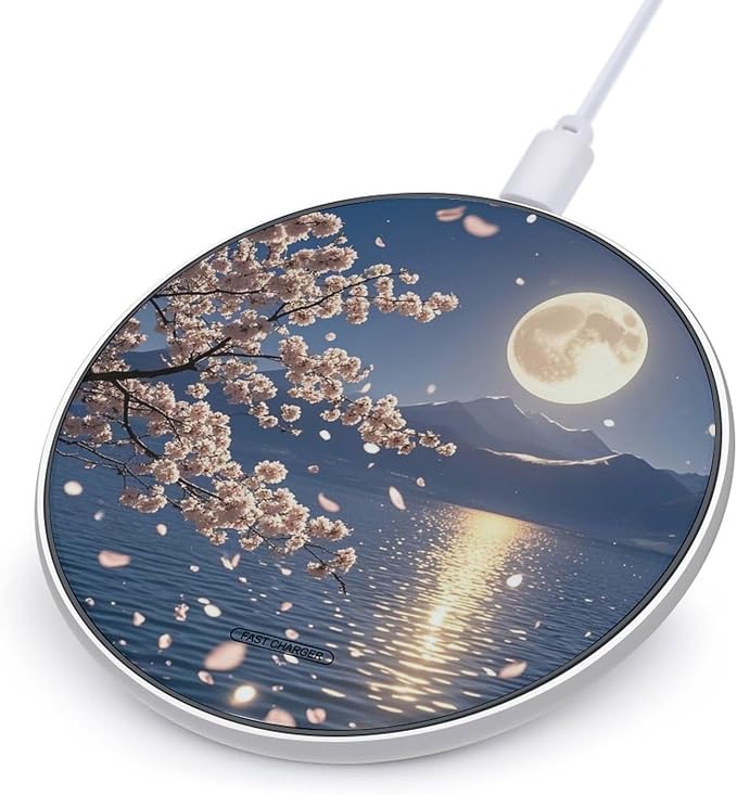 Bright Moon Hangs High Wireless Charger with USB CableAluminum Alloy Frame 10W Max Compatible Fast Wireless Charging Pad- 3.2ft Cable Included for Travel Home Office Desk