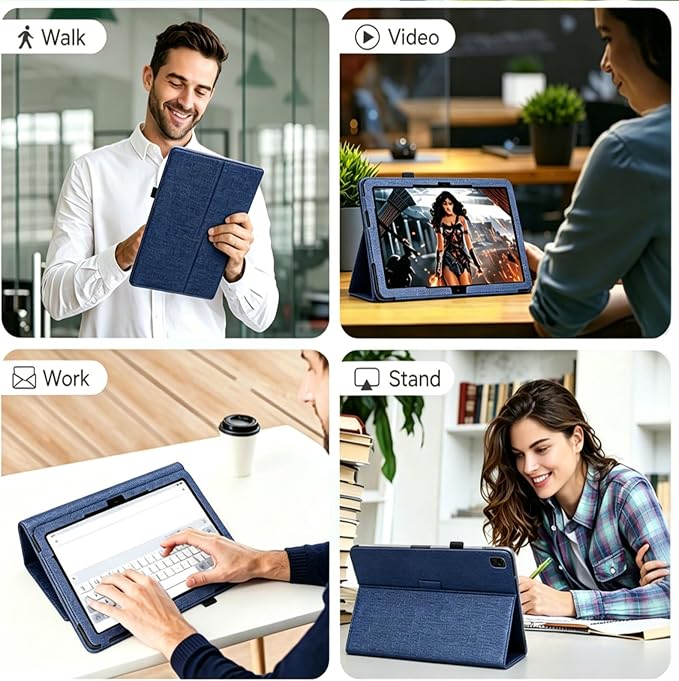 Case for T-Mobile Revvl Tab 2 Tablet - Folio Premium PU Leather Protective Stand Cover with Auto Sleep/Wake Almond Blossom
