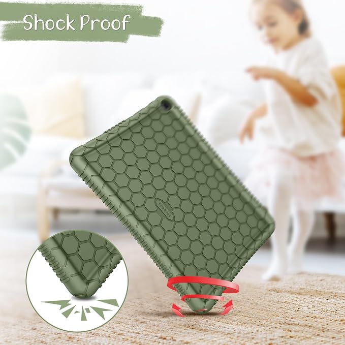 Fintie Silicone Case for 10.1 Kindle Fire HD 10 13th Gen 2023 Black | Honey Comb Pattern Lightweight Shock Proof Back Cover Anti-Slip Grip Reinforced Corners Protection Impact Resistant