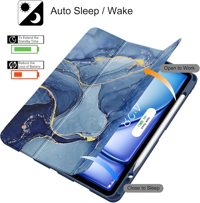 Soke Case for iPad Air 13 Inch (M4/M3/M22026-2024) iPad Pro 12.9 6th/5th Generation with Pencil Holder(2021 2022 Release)-[Apple Pencil Charging + Auto Wake/Sleep] Soft Back Cover Book Black