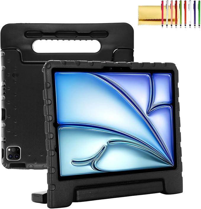 Dteck Kids Case for iPad 10.2 - Shockproof Rugged EVA Handle Stand Child Proof Case for iPad 9/8/7 Generation Black