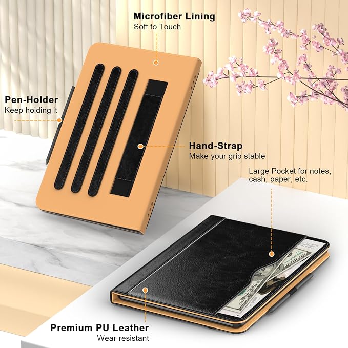 ZoneFoker for 10 Tablet Case (13th/11th Generation 2023/2021 Released) PU Leather Folio Cover with Multi-Angle Stand/Pen Holder Auto Wake/Sleep for 10/10 Plus Black+Black