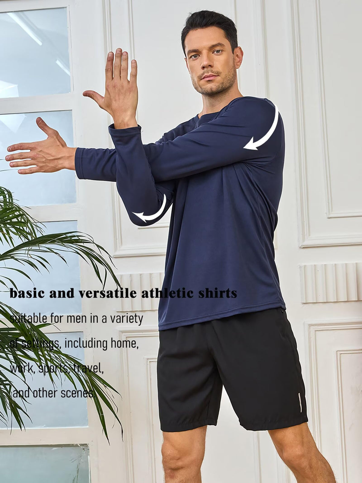 5 Pack Mens Long Sleeve Quick Dry Active Athletic T Shirt Running Gym Workout Tee Tops