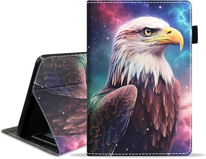 Case for Amazon Kindle Fire HD 8/Fire HD 8 Plus Tablet (12th/10th Generation 2024/2022/2020 Release) - PU Leather Folio Cover with Smart Auto Wake/Sleep Bald Eagle