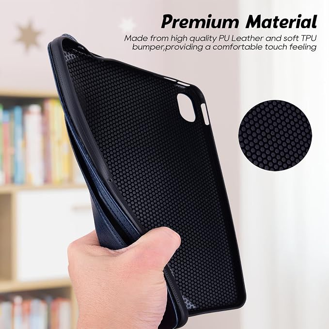 Slim Case for Apple iPad 10th Generation 10.9 Inch 2022 PU Leather Lightweight Hand Strap Stand Feature Drop Protection Back Cover for iPad 10th Gen 10.9 Black