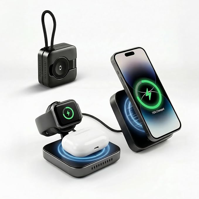 Magnetic Charger for iPhone Apple Magsafe Charger Fast Charging- Compatible with iPhone &amp AirPods 15w Wireless Charger Portable Cargador Inalámbrico (No AC Adapter)
