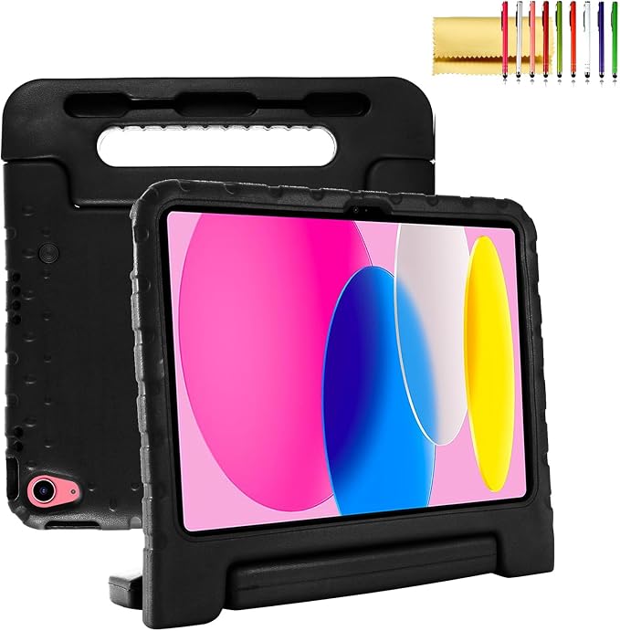 Dteck Kids Case for iPad 10.2 - Shockproof Rugged EVA Handle Stand Child Proof Case for iPad 9/8/7 Generation Black