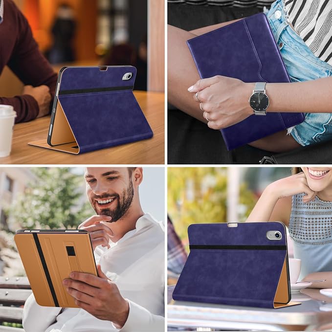 DTTO for iPad Air 11-inch Case M4/M3/M2 (2026/2025/2024) iPad Air 5th / 4th Generation (2022/2020) Premium Leather Business Folio Stand Cover with Pencil Holder - Auto Sleep/Wake Brown