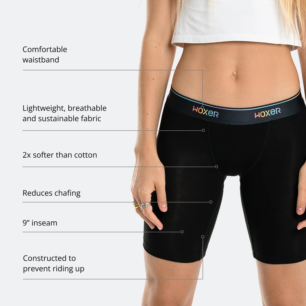 Woxer Womens Boxers - Biker 9" Boy Shorts Underwear for Women - Boxers for Women
