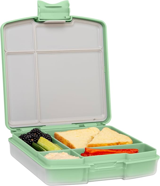Ubbi Bento Lunch Box for Kids Back to School with 4 Compartments, BPA-Free, Leakproof, Dishwasher Safe, Food-Safe Material, Portion-Controlled Meal Container, Sugar Snap