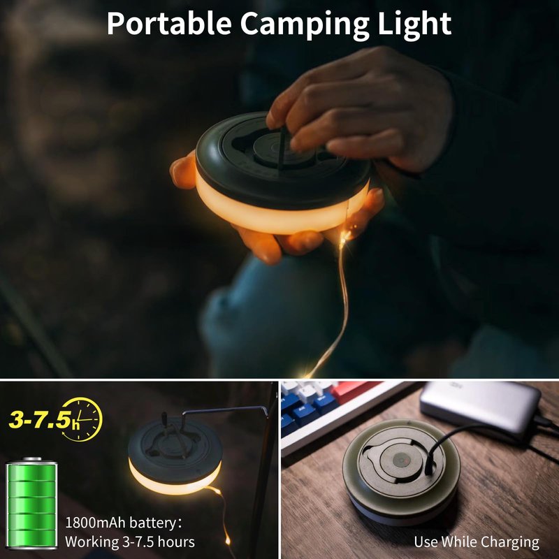 HAMLITE Camping String Lights,2 in 1 Outdoor Waterproof Portable Stowable String Light with 5 Lighting Modes(32.8Ft), USB Camping Lights, Rechargeable String Lights for Yard Hiking,Christmas