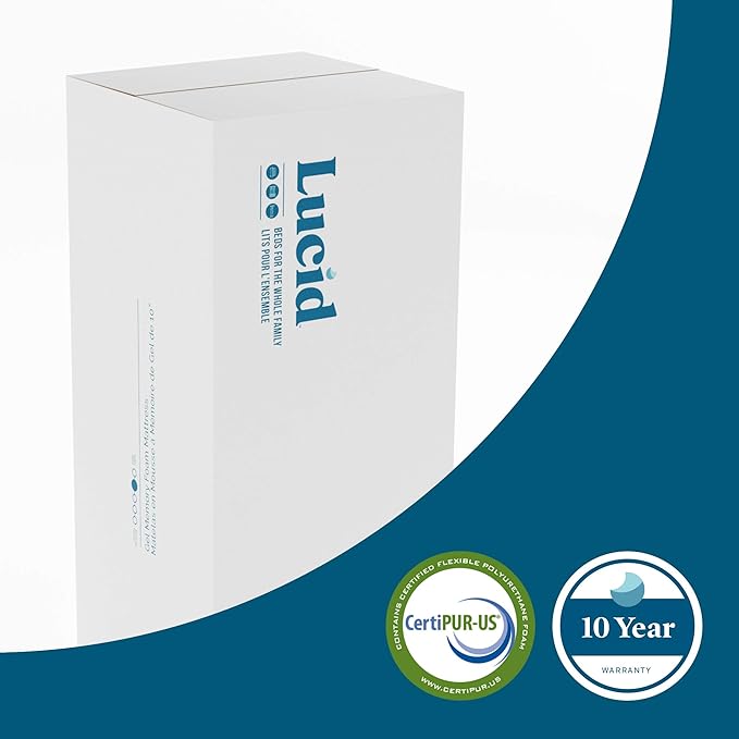LUCID 14 Inch Memory Foam Mattress - Medium Feel - Memory Foam Infused with Bamboo Charcoal and Gel - Temperature Regulating - Pressure Relief - Breathable - Premium Support - Queen Size