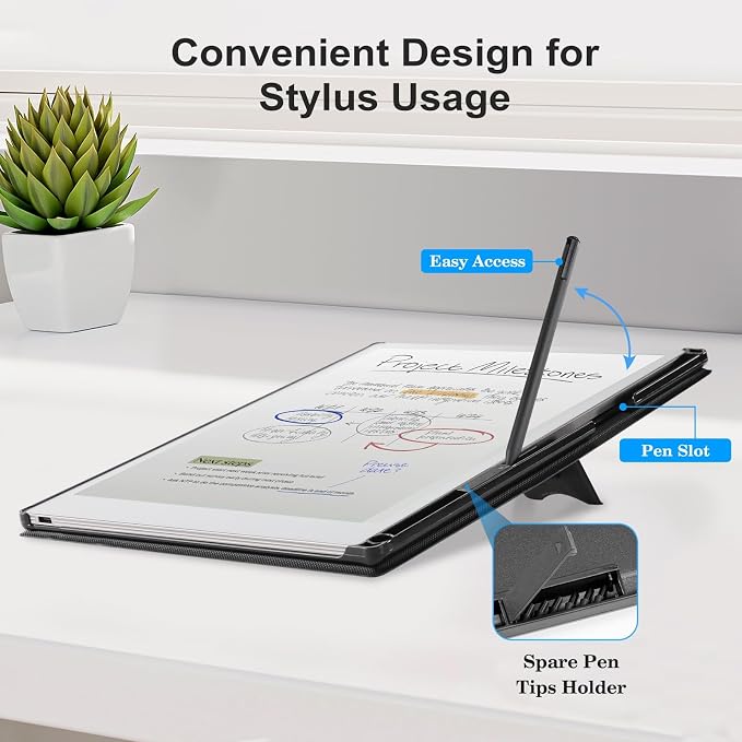 CoBak Stand Case for Remarkable Paper Pro Tablet 11.8 with Hand Strap | Auto Sleep/Wake Folio Lightweight Protective Cover with Pen Holder and Nibs Holder for 11.8 inch 2024 Released (Notebook)