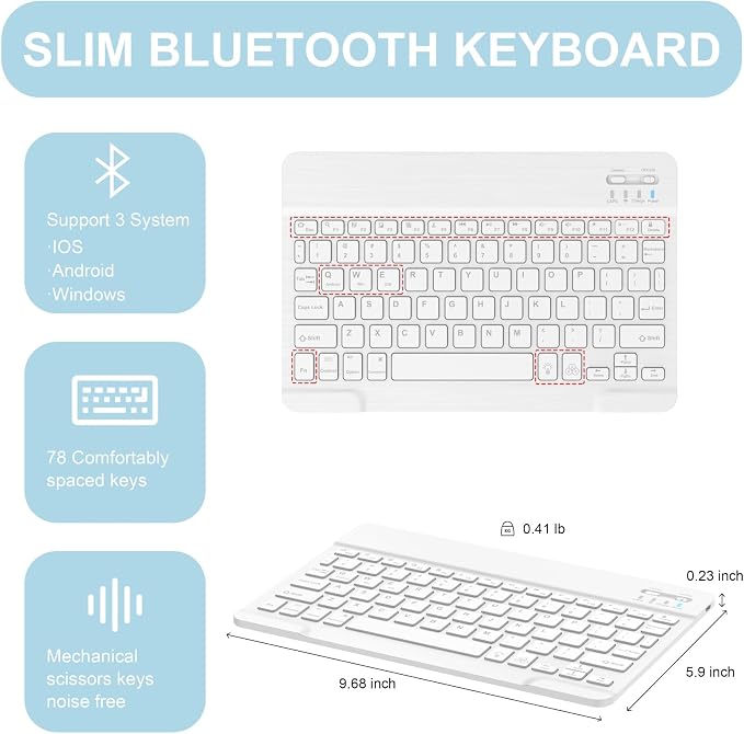 Soke for iPad (A16) 11th/10th Gen Case with Keyboard Black Marble | For iPad 11/10.9 inch(2025/2022) 7 Color Backlight Magnetic wireless Detachable Keyboard Case Built-in Pencil Holder