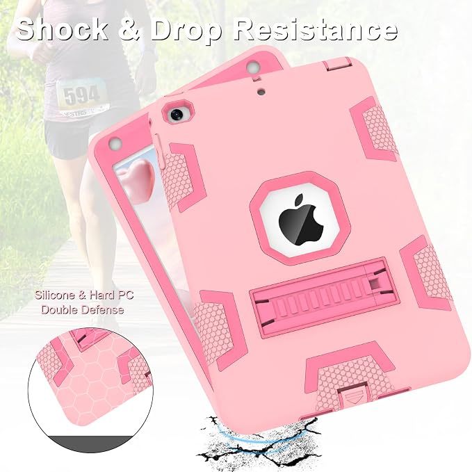 CCMAO iPad mini 5 Case 2019 iPad mini 4 Case 2015 Heavy Duty Shockproof Hybrid Protective Cover for iPad mini 5th/4th Generation 7.9 inch Purple+Green