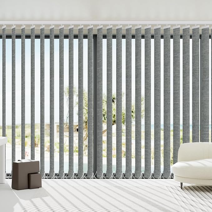 Blindify Motorized Vertical Blinds Compatible with Alexa Google Home, Blackout Sliding Door Shades Smart Vertical Blinds Remote Control Customize, Dark Grey