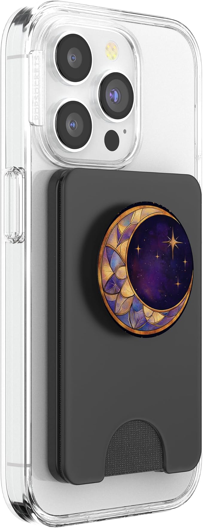 Whimsical Crescent Moon and Stars Art Pattern PopSockets PopGrip for MagSafe
