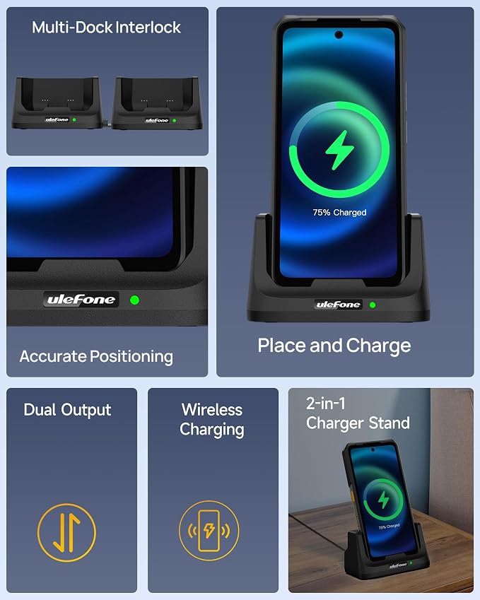 Ulefone Armor 26 Ultra 33W Desk Charging Dock Wireless Charging Station for Ulefone Armor 26 Ultra Not Charger