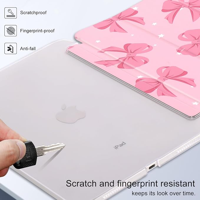 case for ipad 11th Generation11 Inch 2025 (A16 Chip) &amp 10th Gen 10.9 Inch 2022 - Slim Scratch-Resistant Hard PC Translucent Back Shell Smart Cover Wake/Sleep FunctionBlack Bow