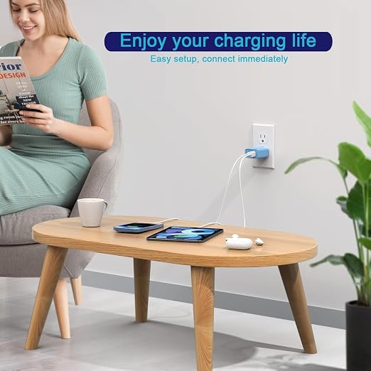 10FT iPhone 17/16e Fast Charger2Pack 20W Dual Port USB A+C QC Apple Adapter with 10 Foot USB C to C Fast Charging Cable Cord for iPhone 17Air/17Pro/17Pro Max/16/16Pro/15/15Pro/Pro Max/Plus(Blue/Pink)