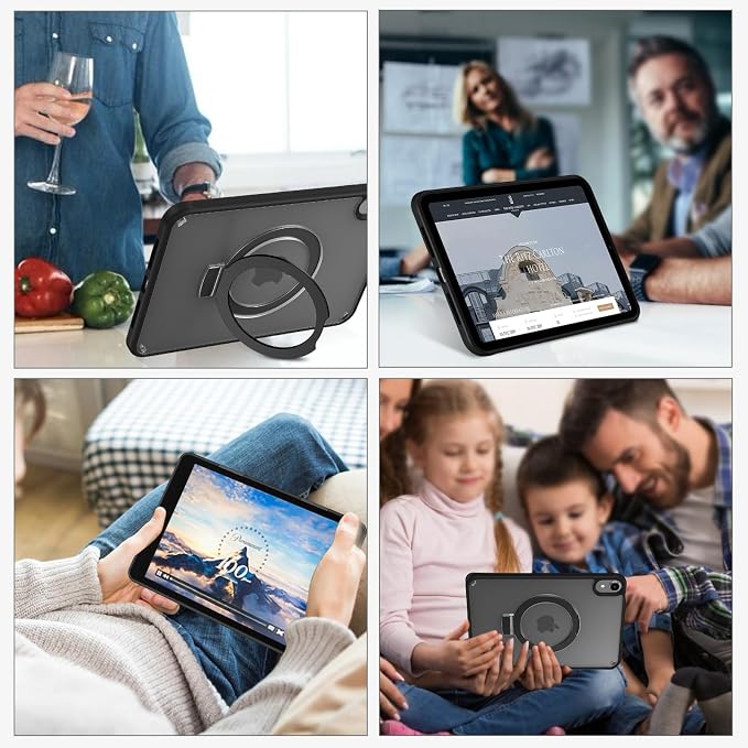 GUAGUA for iPad Mini 7 Case 2024 (A17 Pro) iPad Mini 7th/6th Generation Case with Stand(2024/2021) 8.3'' Translucent Matte Back Slim Shockproof Protective Kickstand Case for iPad Mini 7th/ 6th Black