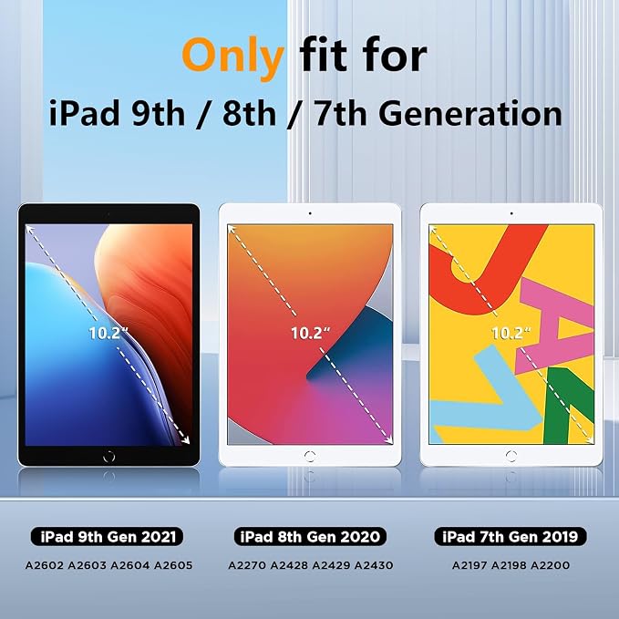 SPIDERCASE for iPad 9th Generation Case 10.2 inchIP68 Waterproof with Hand Strap&ampStand Built-in Screen ProtectorFull Body Rugged Shockproof Protective Case for iPad 9th/8th/7th (2021/2020/2019)