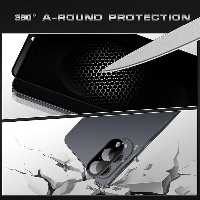 4 Pack Nothing Phone (3a) Pro 5G Privacy Screen Protector 2 Pack Privacy Tempered Glass Film and 2 Pack Camera Lens Protector Anti-Spy Protection for Nothing Phone (3a) Pro 5G Screen Protector