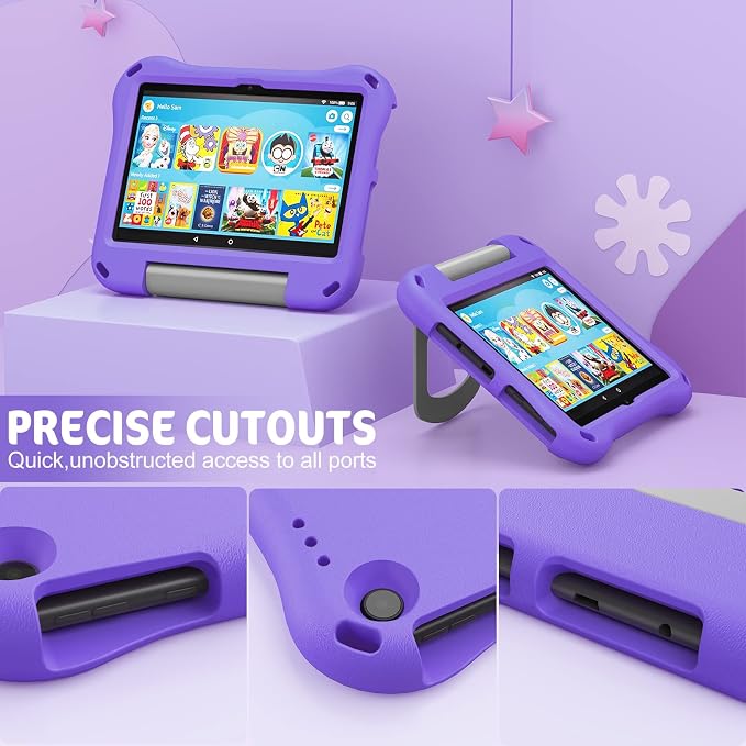 Fire HD 8 Tablet Case for Kids Amazon Kindle Fire HD 8 &amp 8 Plus Tablet (2024/2022/2020 Release12th/10th Generation) Ubearkk Shock-Proof Protective Back Cover Cases with Foldable Stand HolderPur