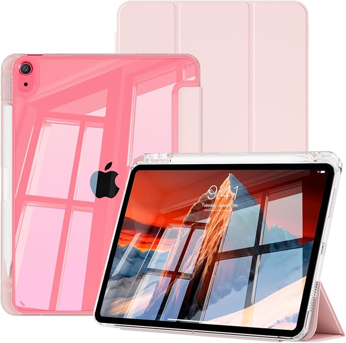 Case for iPad (A16) 11th Gen 11 Inch &amp iPad 10th Gen 10.9 Inch | Lightweight Trifold Stand Cover Clear Hard PC Back Shell with Pencil Holder Auto Sleep/Wake Black